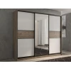 Шкафы-купе 3-х дверный Кааппи 10 белый, дуб харбор эспрессо, зеркальный 