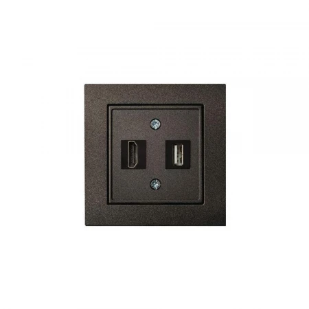Розетка HDMI/USB Liregus Epsilon антрацит 28-1131