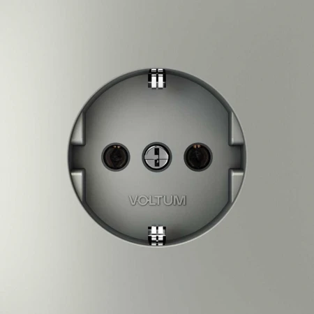 Розетка встраиваемая Voltum S70 с заземлением 16А, (сталь) VLS040105