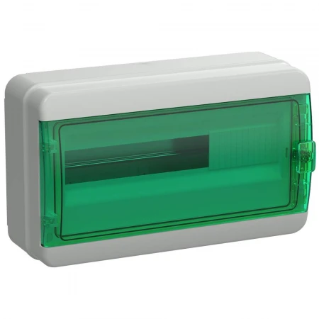 TEKFOR Корпус пластиковый КМПн-18 IP65 зеленая прозрачная дверь IEK TF5-KP72-N-18-65-K03-K06