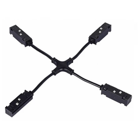 Коннектор питания Х-образный Hesby Lighting ElDeko для шинопровода 48В, чёрный HSBL_0161